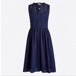 J. Crew Factory Eyelet Shirt Dress in Navy